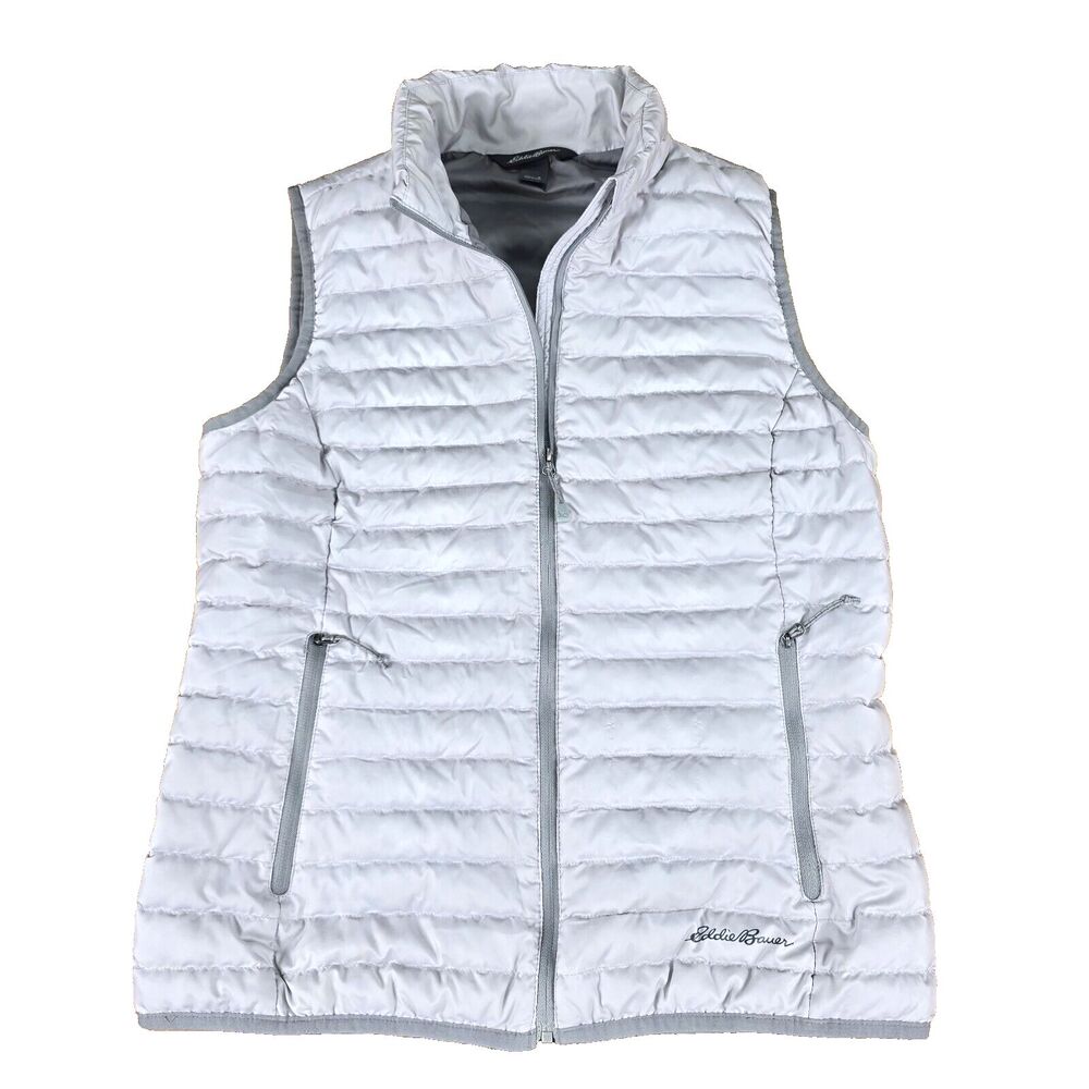 Eddie Bauer 700 Goose Down Puffer Vest Womens S Gray Full Zip Packable Quilted